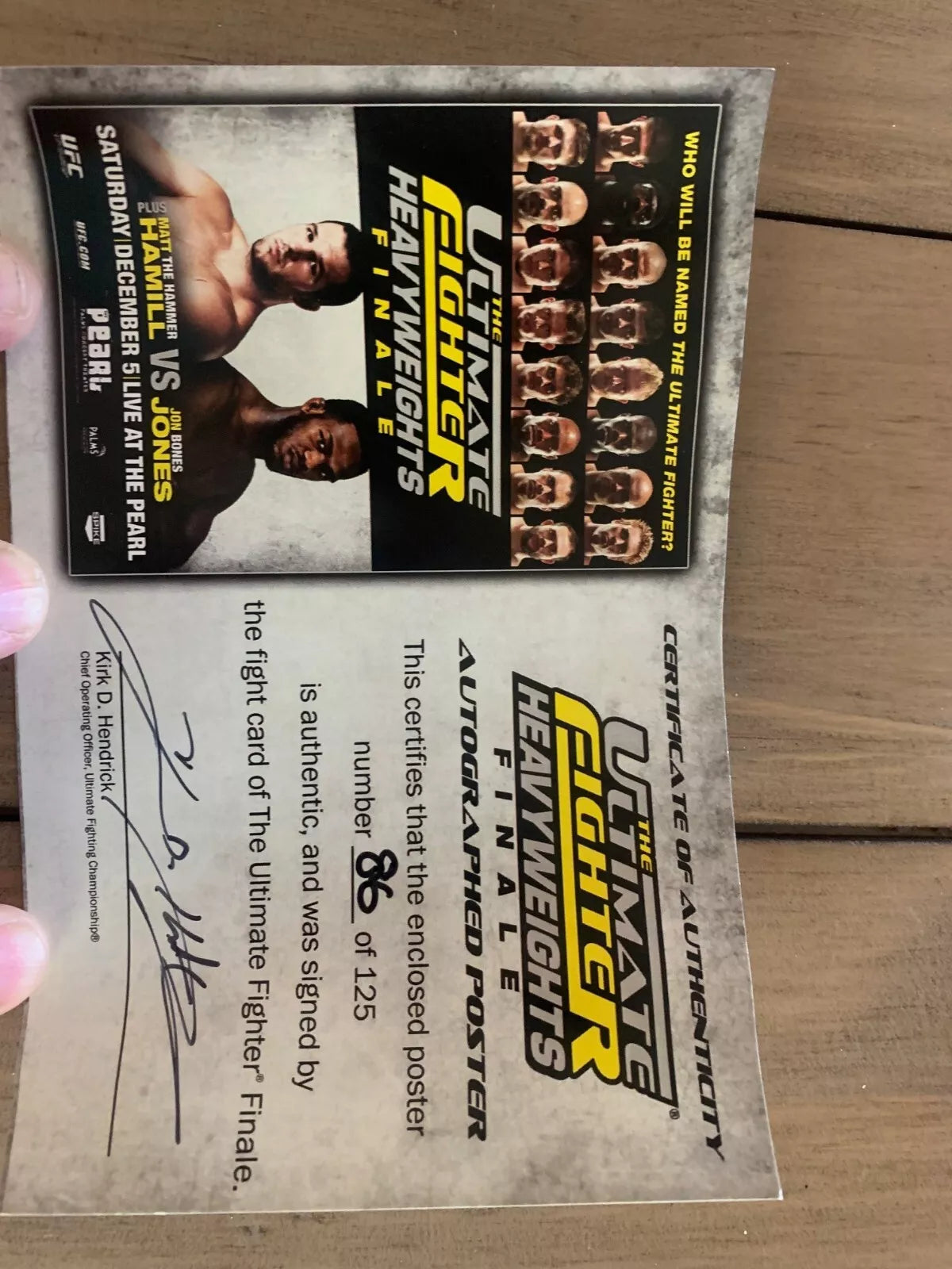 TUF 10 Finale Signed EventPEoster SBC UFC Jon Jones only loss. Kimbo Slice COA