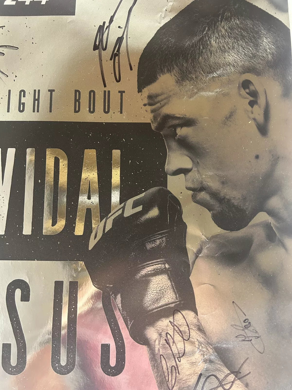 BMF 1 UFC 244 Jorge Masvidal Vs Nate Diaz Signed Event Poster SBC (damage)