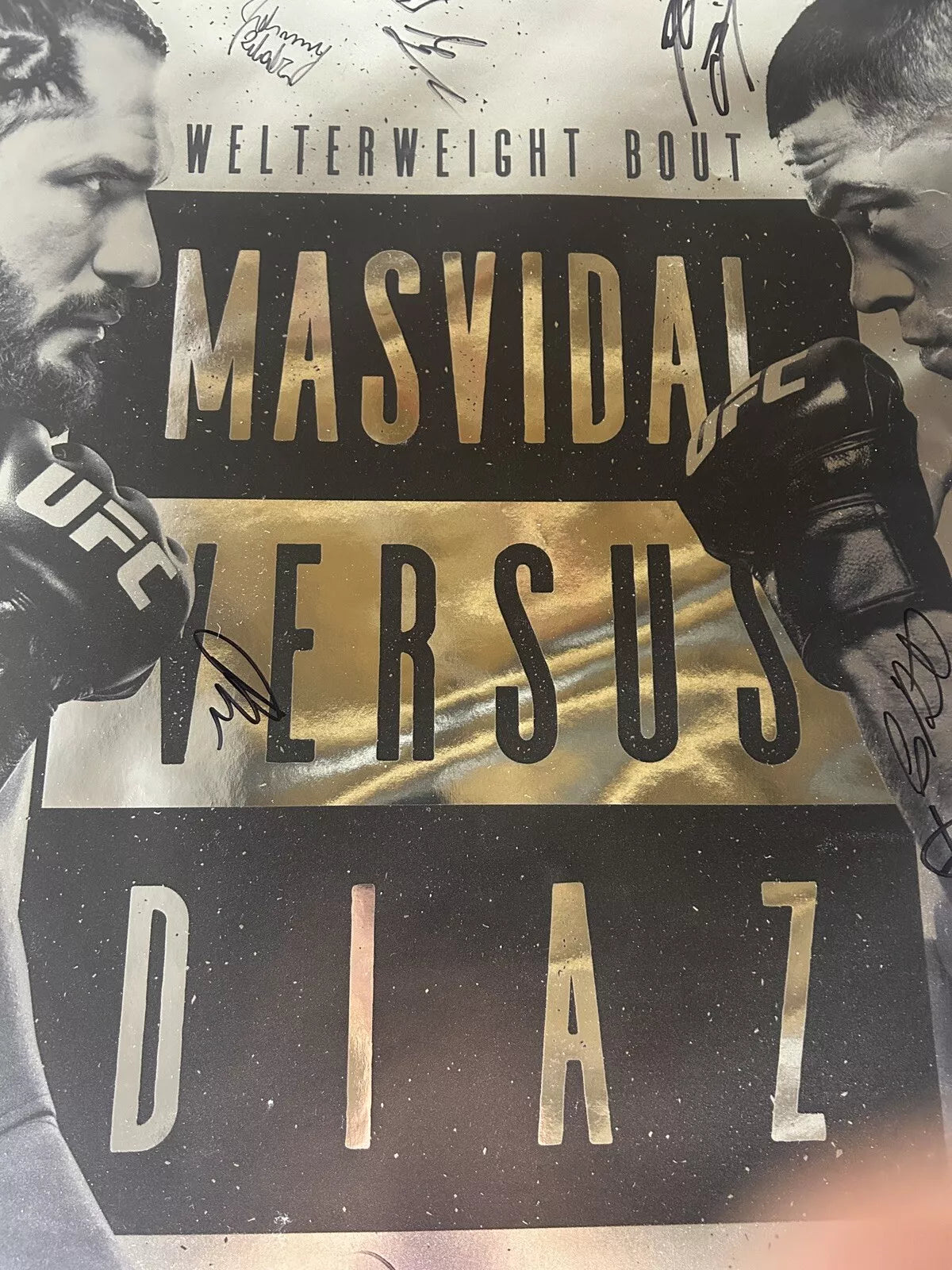 BMF 1 UFC 244 Jorge Masvidal Vs Nate Diaz Signed Event Poster SBC (damage)