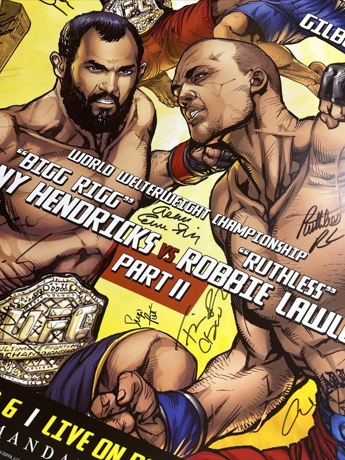 UFC 181 Hendricks Vs Robbie Lawler 2 Signed Event Poster SBC