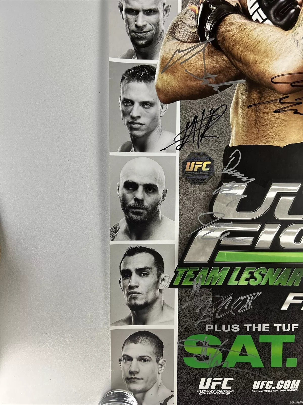 TUF 13 Lesnar Vs JDS Finale UFC SIgned Event Poster SBC Tony Ferguson FREE Fight worn Gear