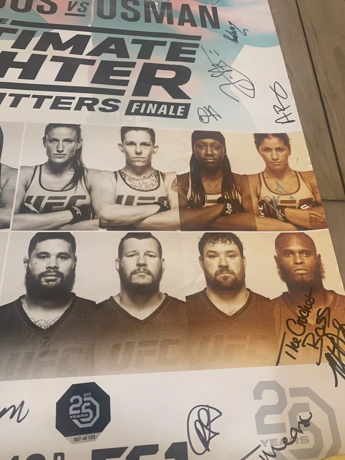 UFC TUF Finale 28 Heavy Hitters - Usman Vs Dos Anjos UFC signed Poster SBC