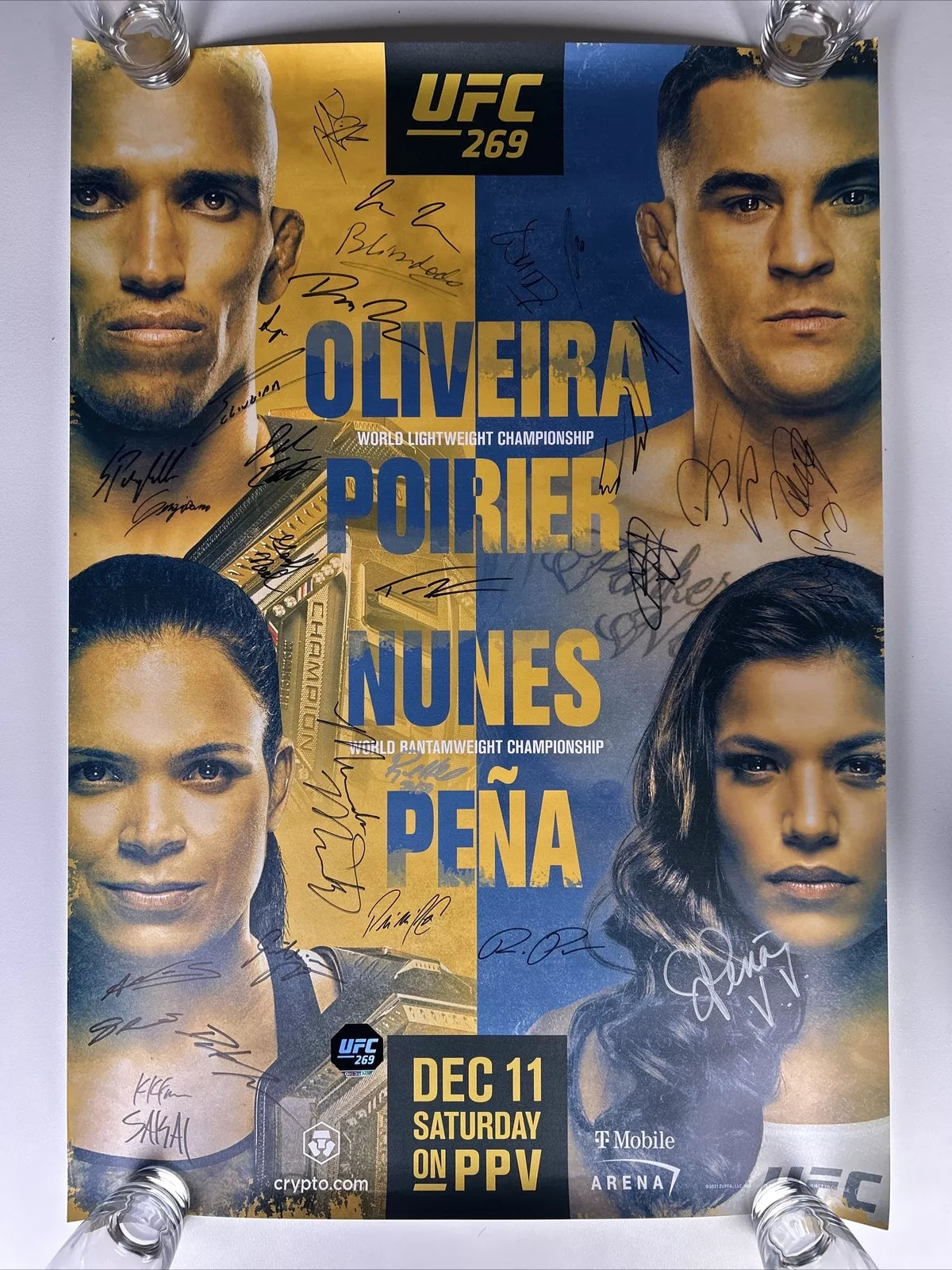 UFC 269 Charles Oliveira Vs Dustin Poirier Signed Event Poster SBC MINT