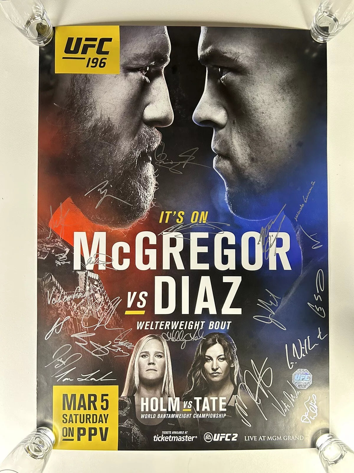 UFC 196 Conor McGregor Vs Nate Diaz Signed Event Poster SBC