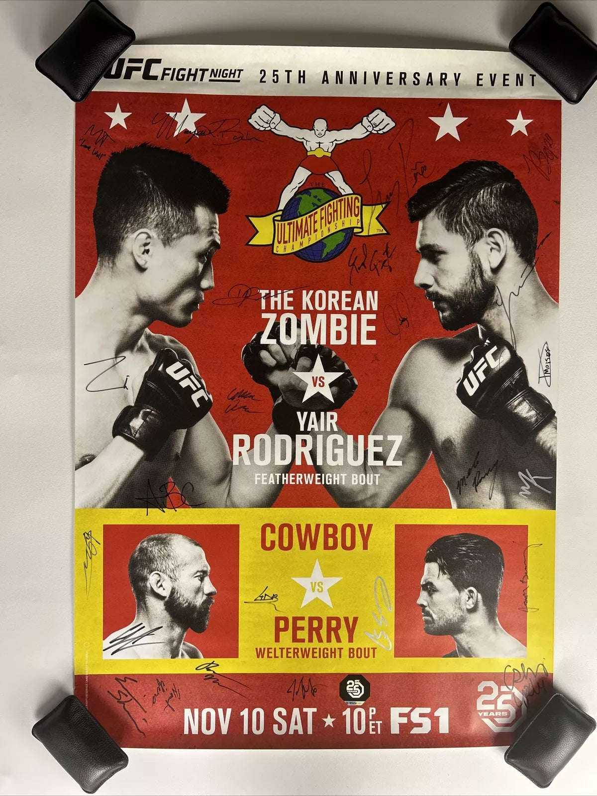 UFC Yair Rodriguez Vs Korean Zombie Signed Event Poster SBC 25th anniversary