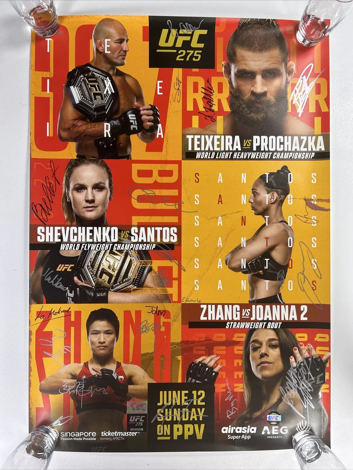 UFC 275 Glover Teixeira vs Jiri Procházka Signed Event Poster SBC
