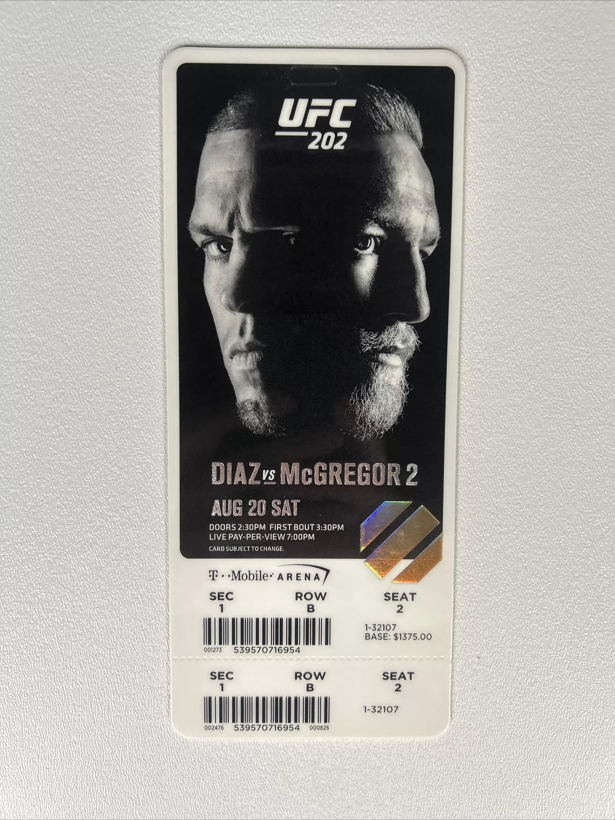 UFC 202 Conor McGregor vs. Nate Diaz 2 - Signed Event Poster SBC + Free Stub!