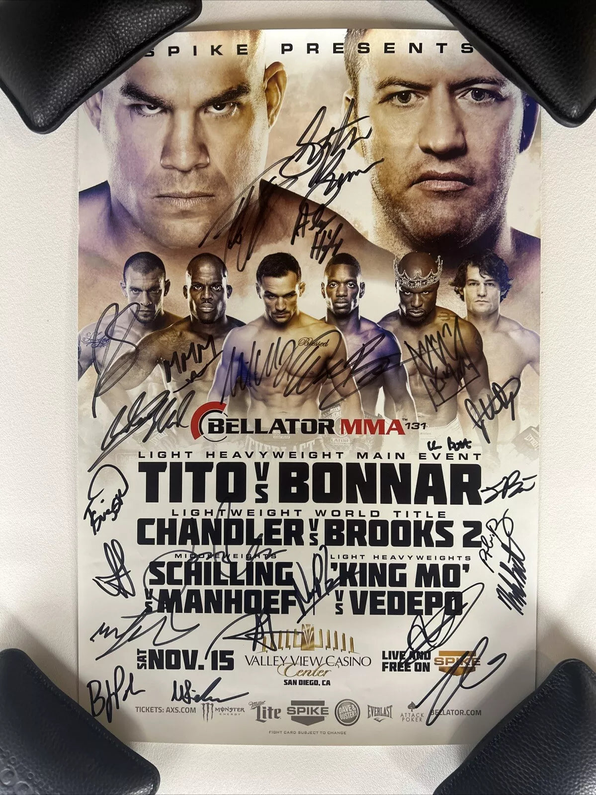 Bellator 131 Tito Ortiz Vs Stefan Bonnar Signed Event Poster SBC Mike Chandler