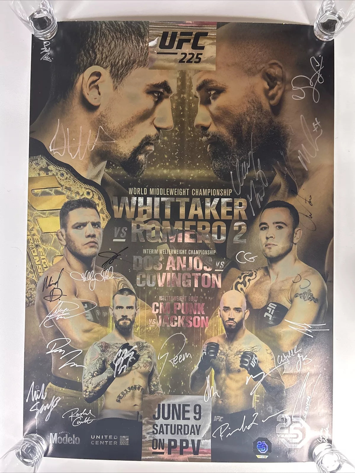UFC 225 Whittaker Vs Yoel Romero 2 Signed Event Poster SBC