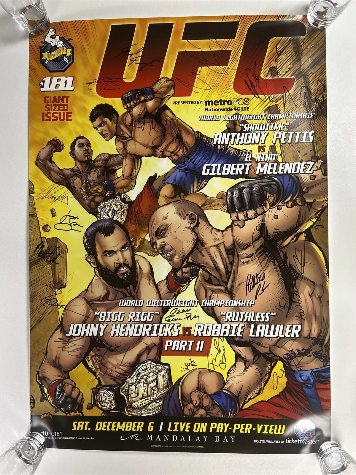 UFC 181 Hendricks Vs Robbie Lawler 2 Signed Event Poster SBC