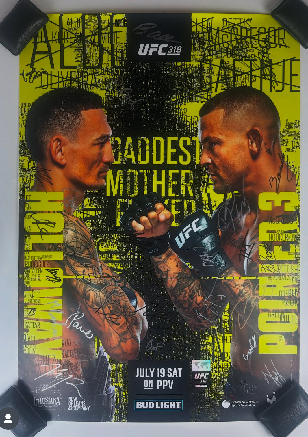 UFC 318 Holloway Vs Poirier 3 Signed Event Poster - Michael Johnsons Actual Poster