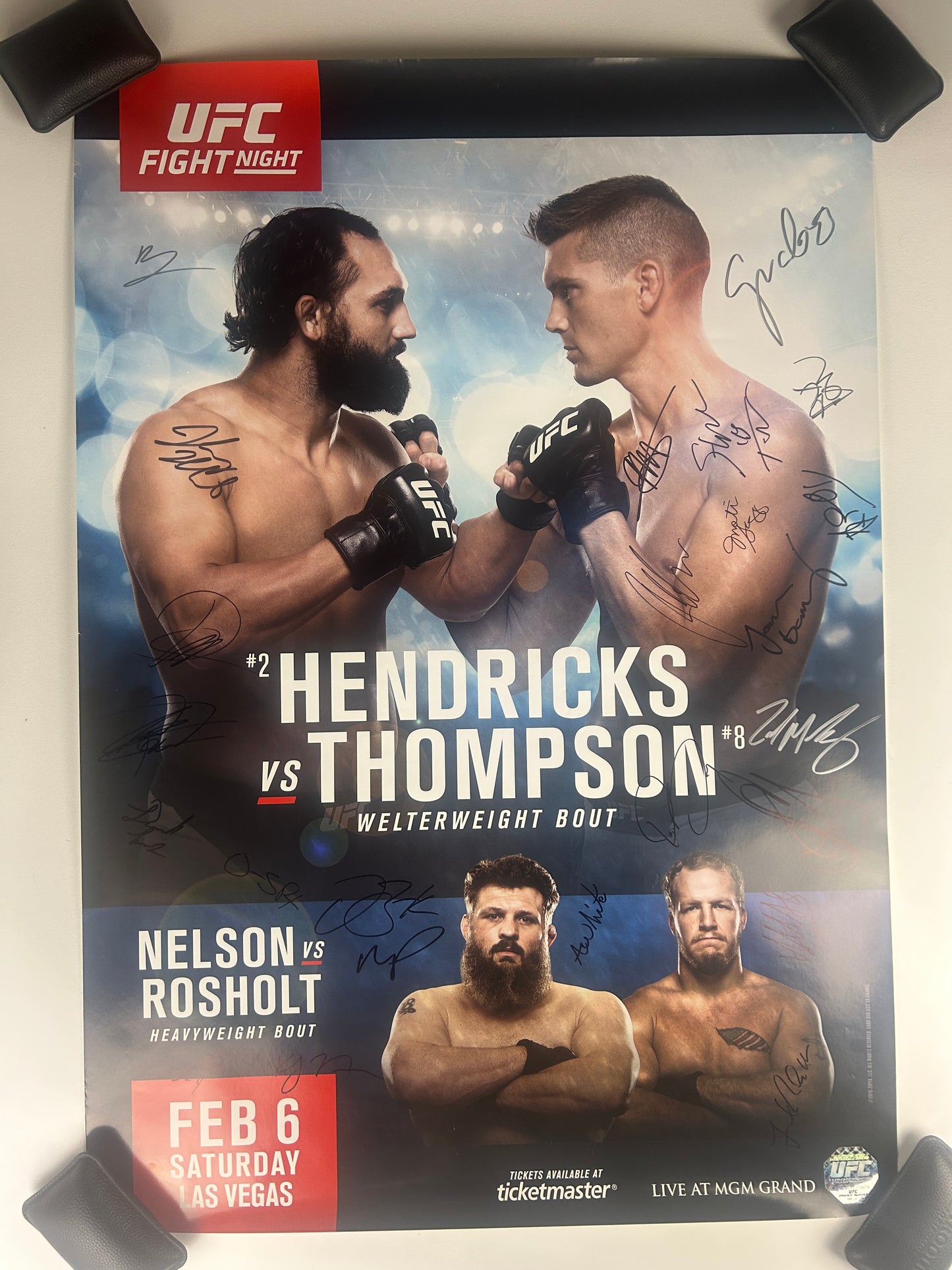 UFC Hendricks vs. Stephen Wonderboy Thompson Signed Event Poster
