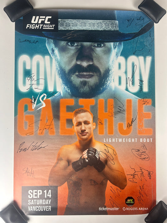 UFC Cowboy Vs Justin Gaethje Signed Event Poster (Vancouver)