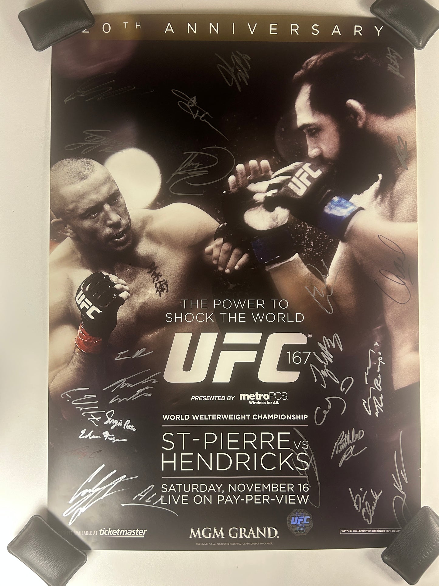 UFC 167 George St-Pierre Vs Johny Hendricks Signed Event Poster