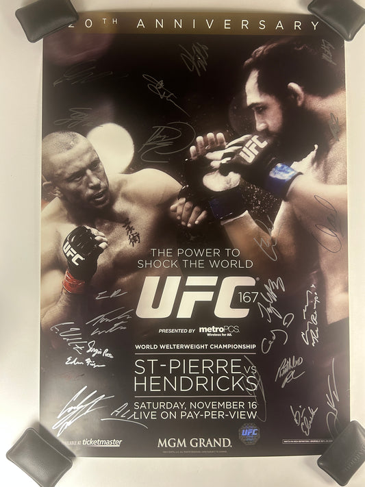 UFC 167 George St-Pierre Vs Johny Hendricks Signed Event Poster