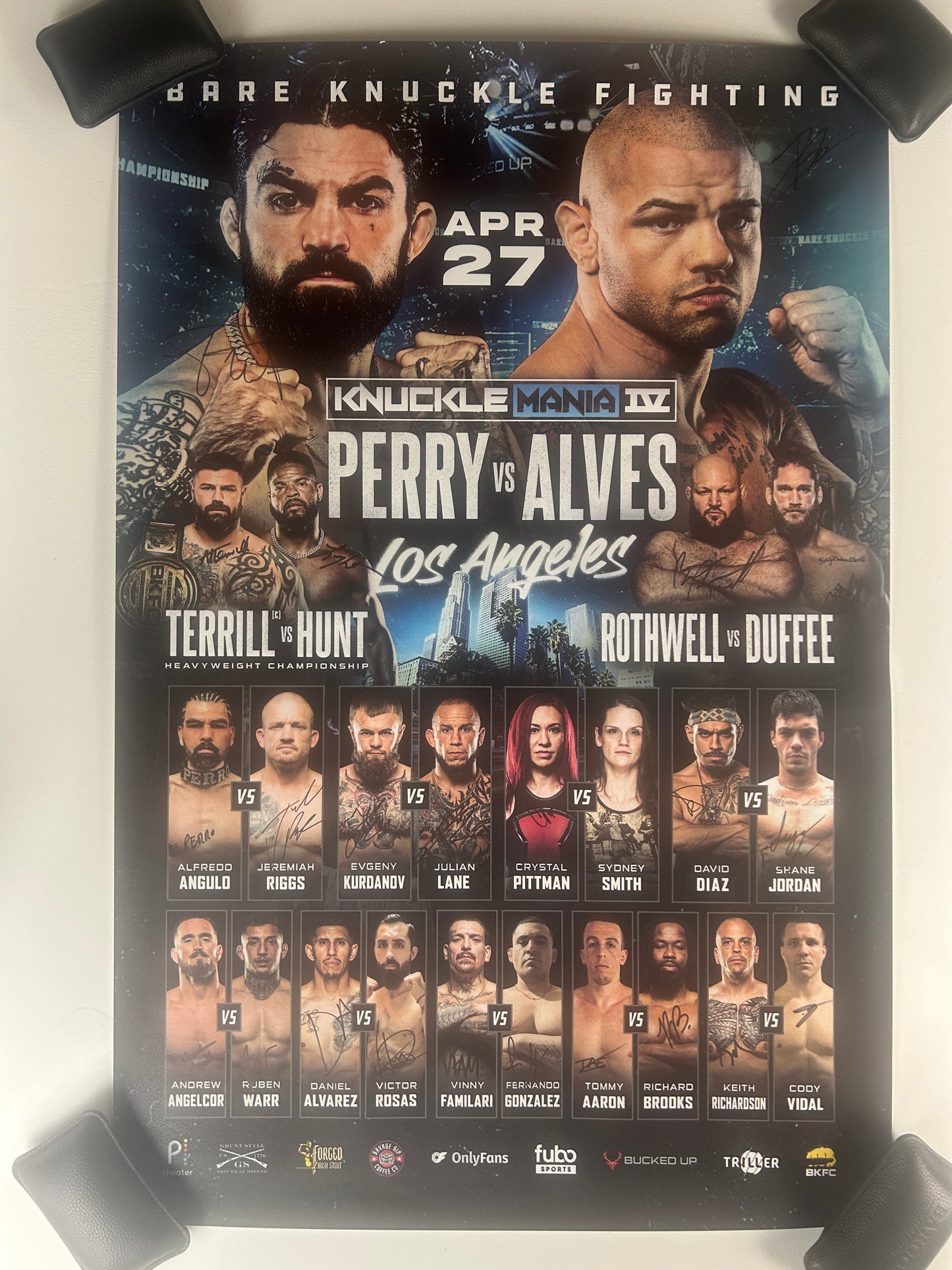 BKFC Knucklemania 4 Mike Perry Vs Thiago Alves Signed Event Poster