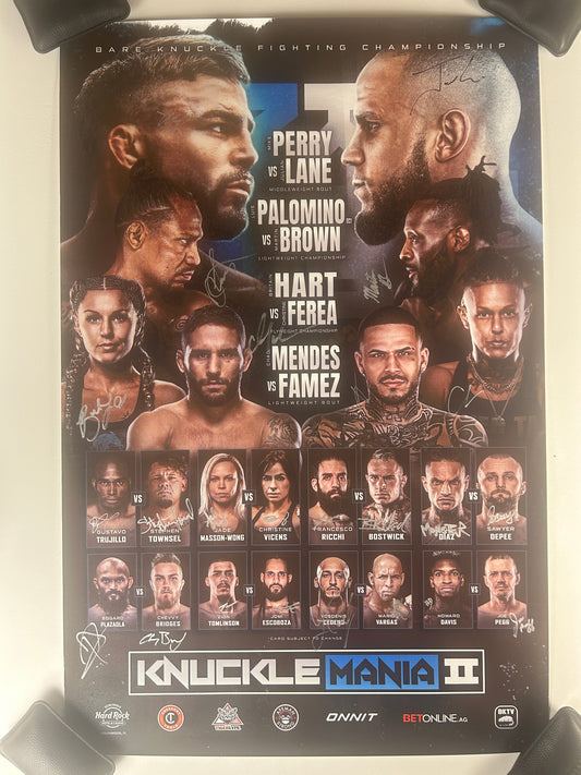 BKFC Knucklemania 2 Mike Perry Vs Lane Signed Event Poster