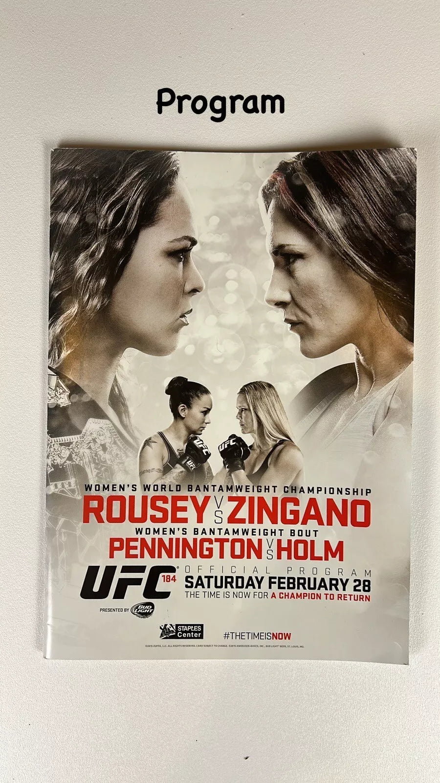 UFC 184 Ronda Rousey Vs Cat Zingano Signed Event Poster SBC FREE Program