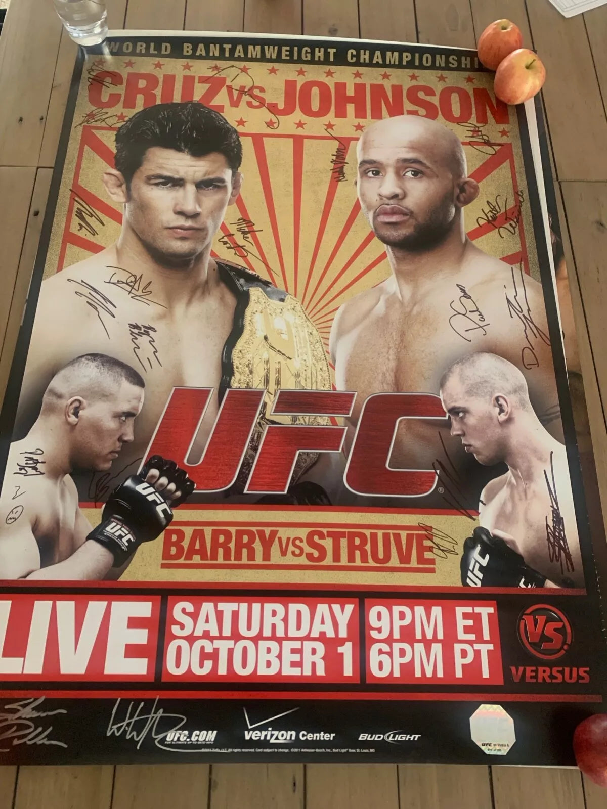 UFC Signed Event Poster Dominick Cruz Vs Demetrious Mighty Mouse Johnson SBC