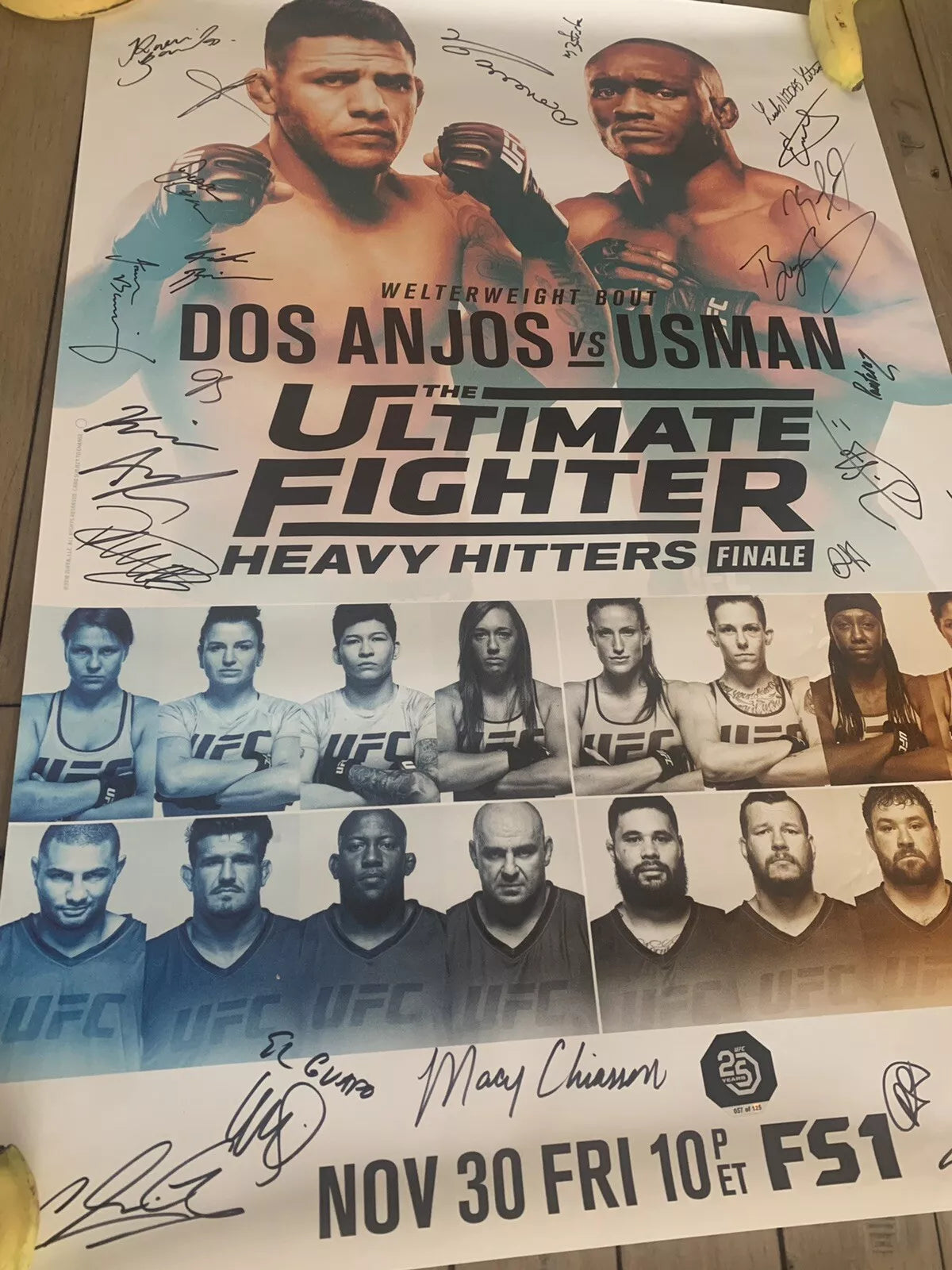 UFC TUF Finale 28 Heavy Hitters - Usman Vs Dos Anjos UFC signed Poster SBC