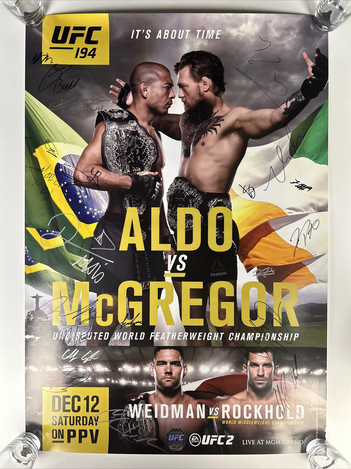 UFC 194 Conor McGregor Vs Jose Aldo Signed Event Poster SBC