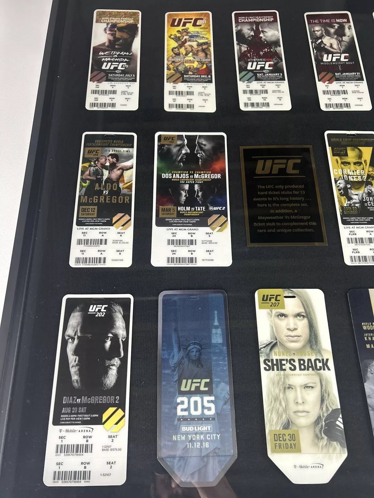Complete collection of every UFC event that used a hard ticket stub