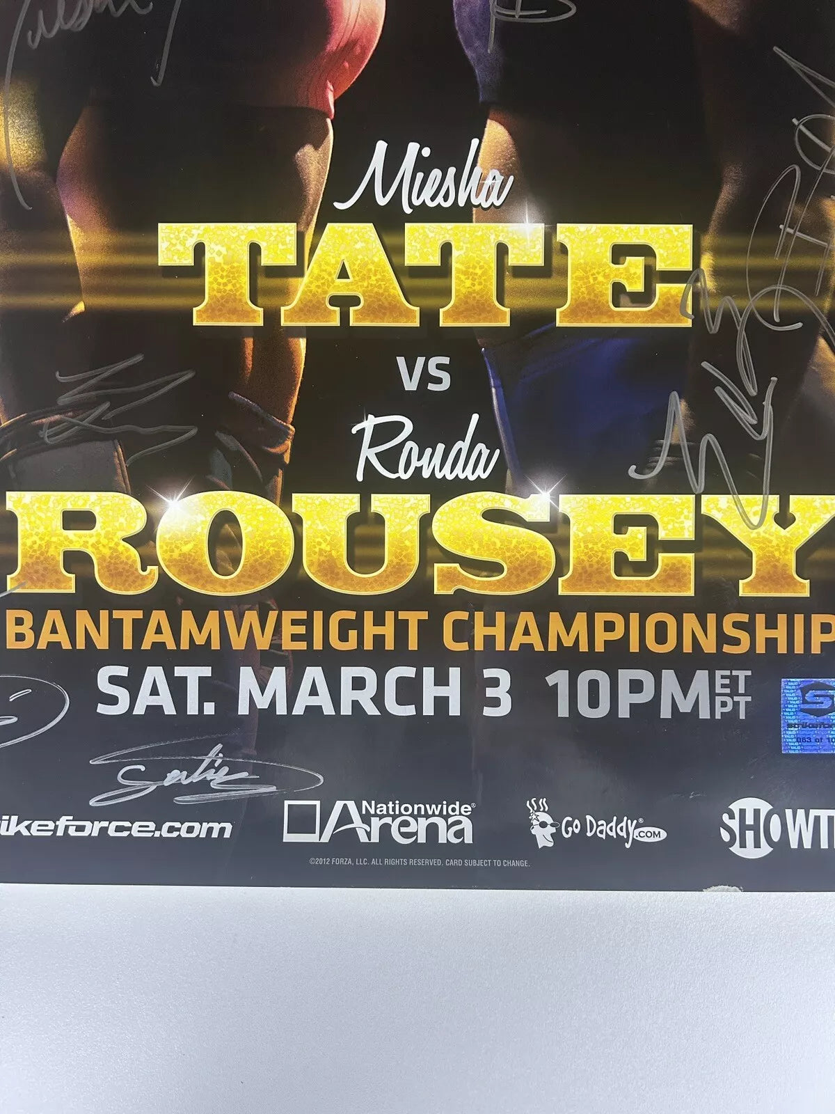 Strikeforce Ronda Rousey Vs Miesha Tate Signed Event Poster SBC