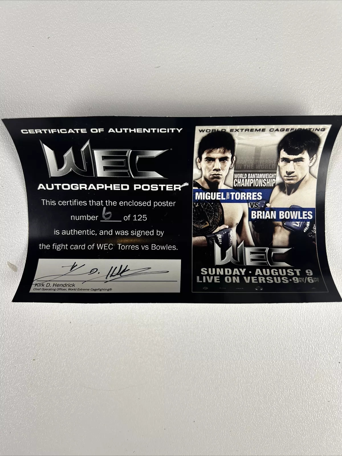 WEC 42 Torres vs. Bowles Signed Event Poster SBC