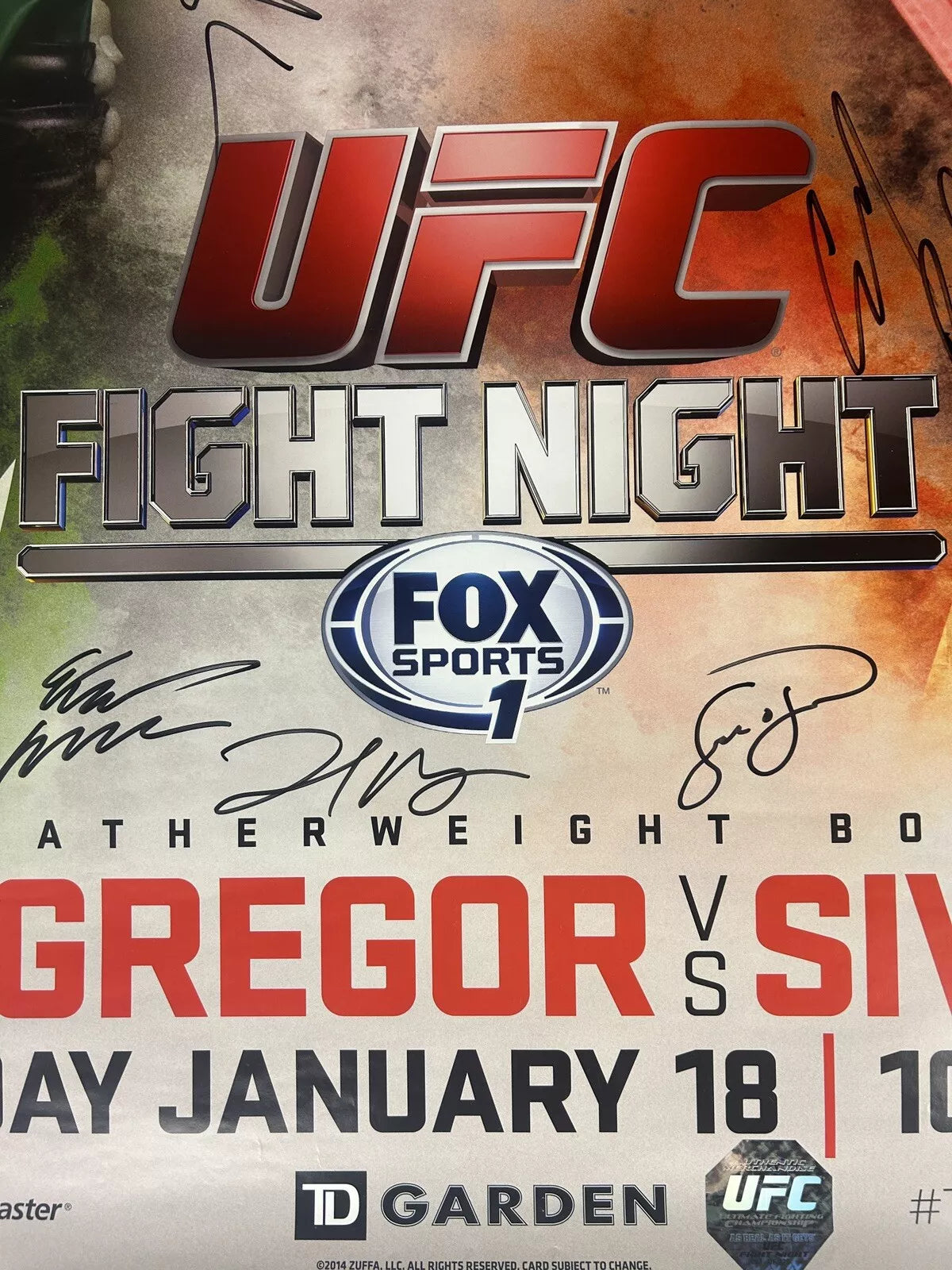 UFC Conor McGregor Vs Denis Siver Signed Event Poster SBC Boston