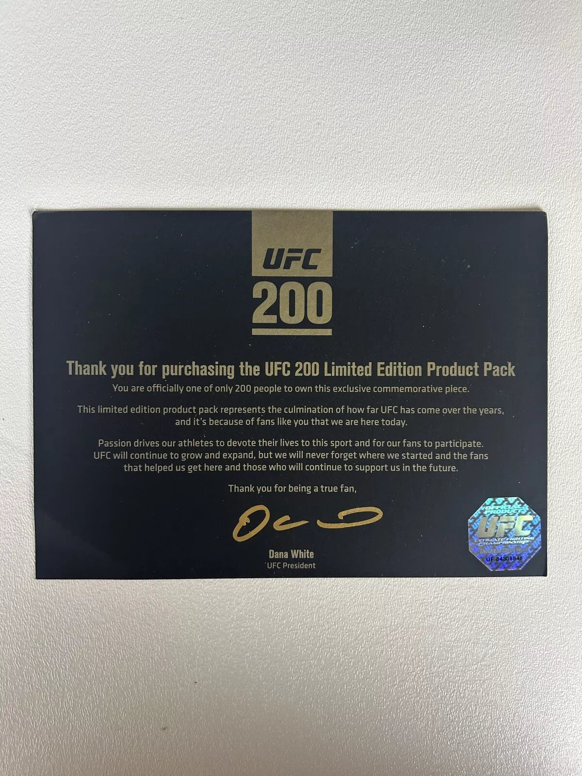 UFC 200 Mystery Box - Unopened. Number 200 of 200.