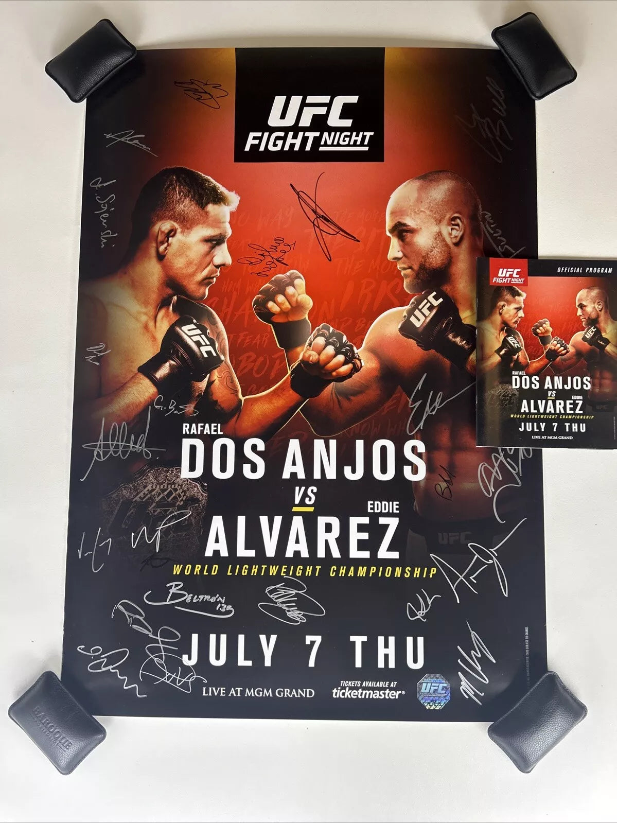 UFC Rafael 'RDA" Dos Anjos VS Eddie Alvarez Signed Event Poster SBC FREE Program