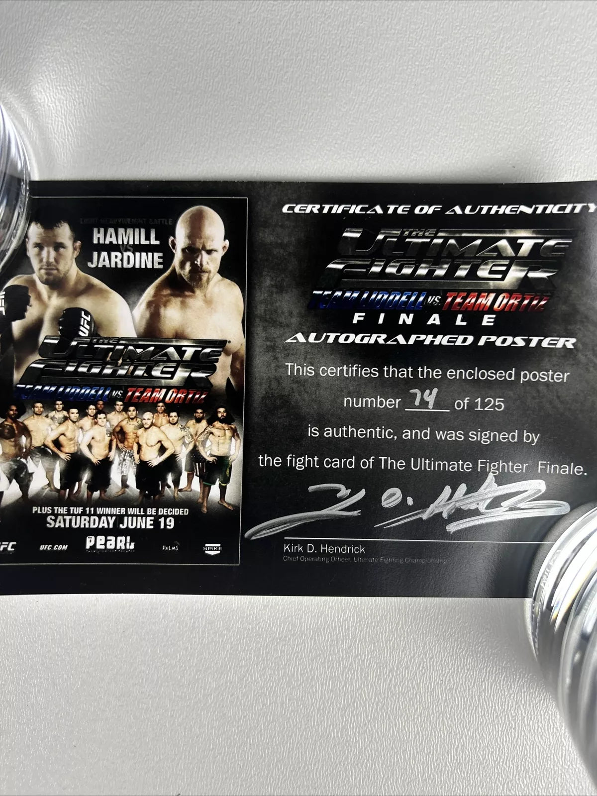 TUF 11 Team Liddell Vs Ortiz Signed Event Poster SBC UFC