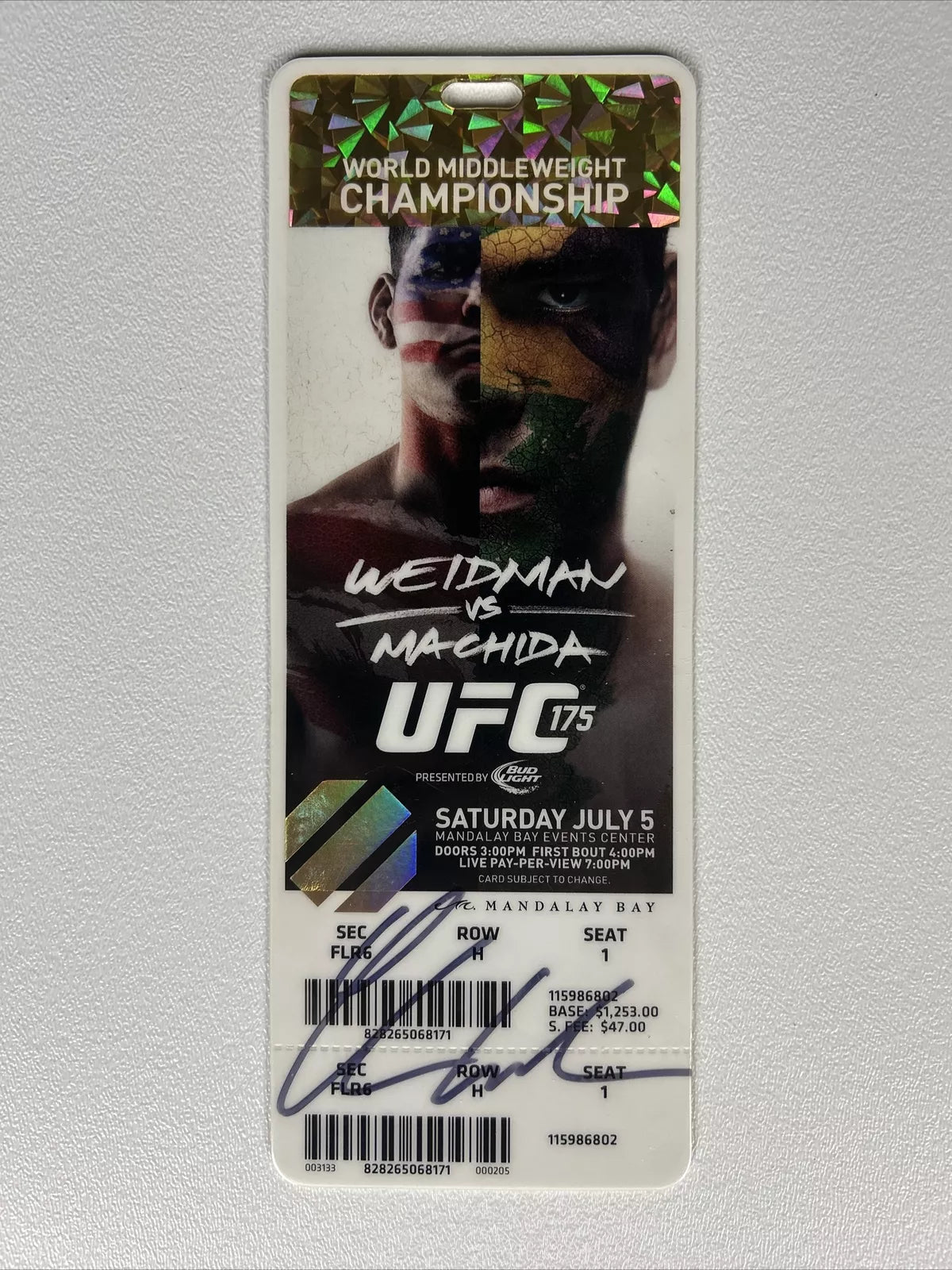 UFC 175 Weidman Vs Machida Signed Event Poster Ronda Rousey SBC Free Stub