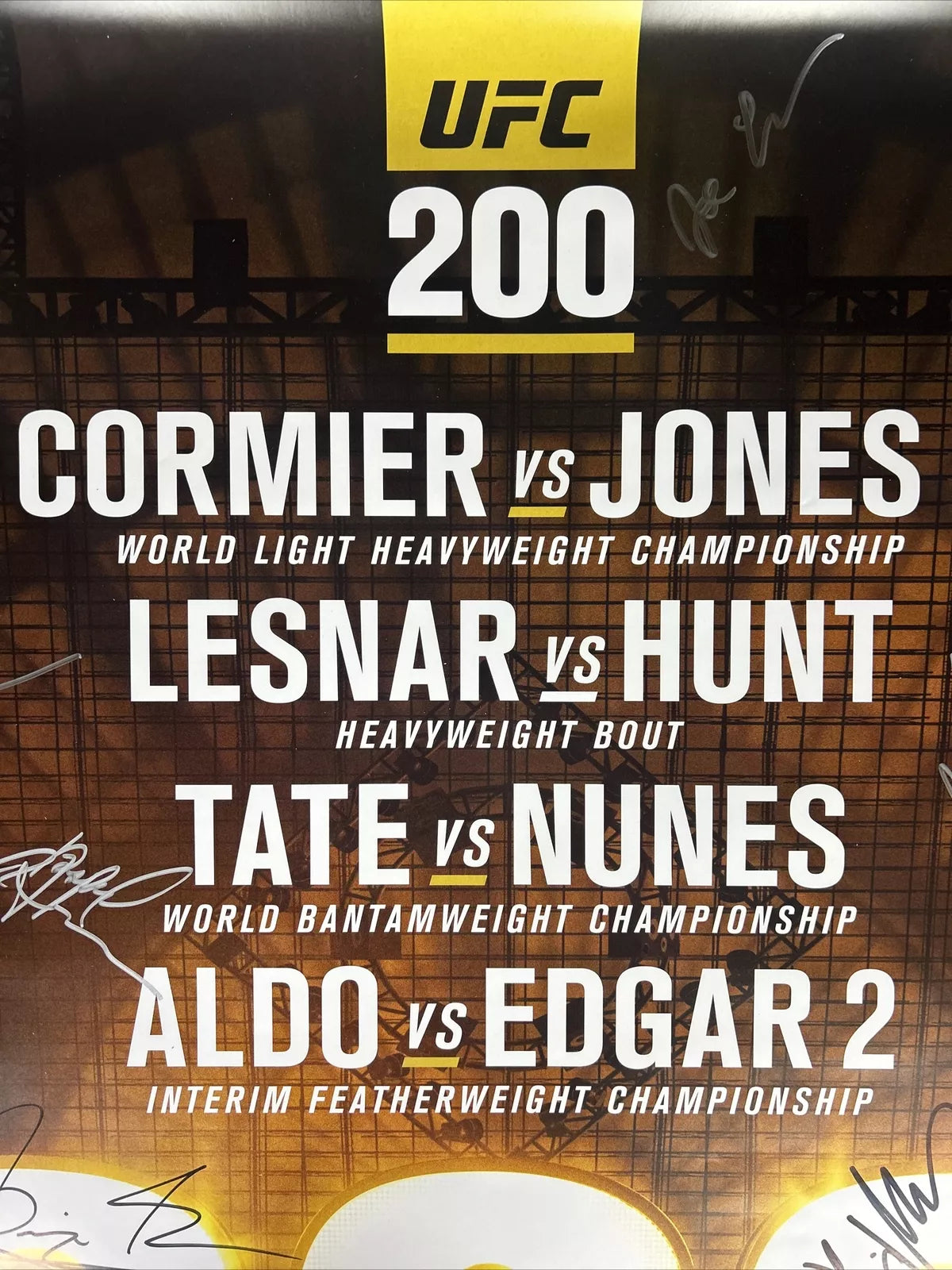 UFC 200 Miesha Tate Vs Amanda Nunes Signed Event Poster SBC FREE Ticket Stub