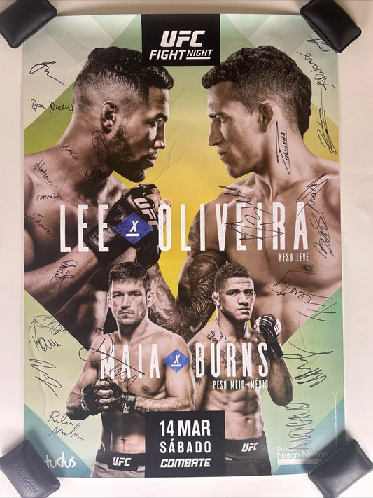 UFC Fight Night 170 Kevin Lee Vs Charles Oliviera Signed Event Poster SBC Burns Maia