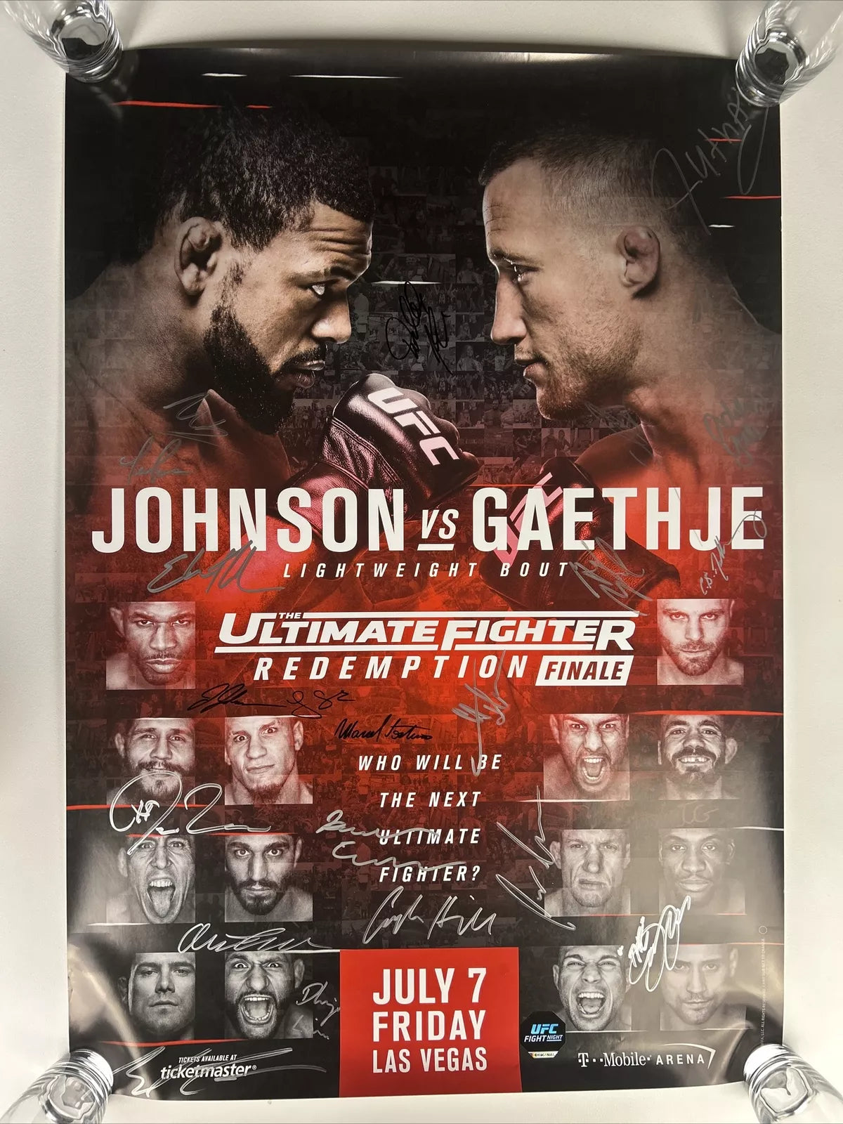 UFC TUF 25 Finale Justin Gaethje Vs Michael Johnson signed event poster SBC RARE