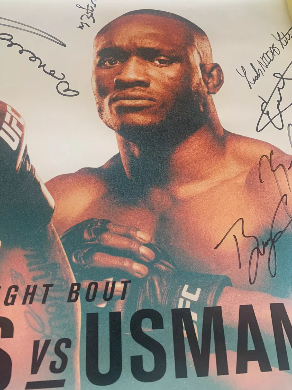 UFC TUF Finale 28 Heavy Hitters - Usman Vs Dos Anjos UFC signed Poster SBC