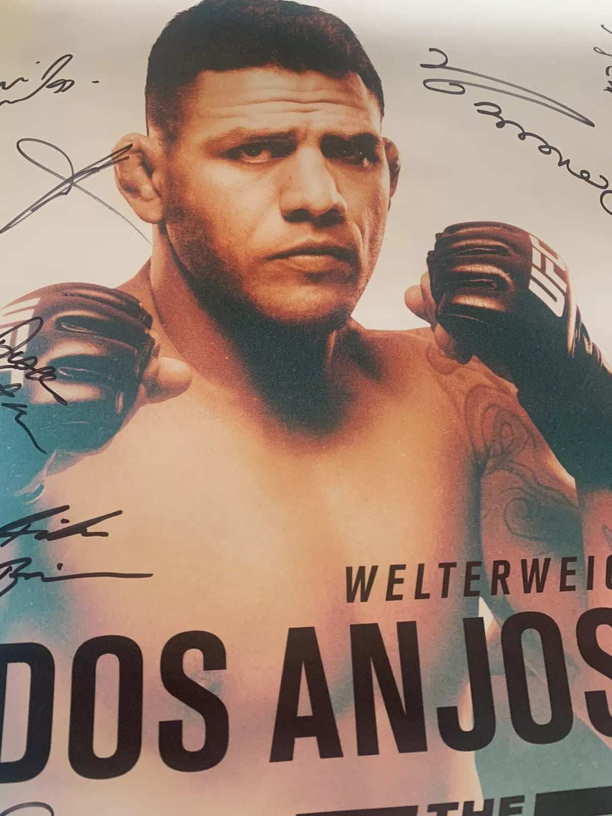 UFC TUF Finale 28 Heavy Hitters - Usman Vs Dos Anjos UFC signed Poster SBC