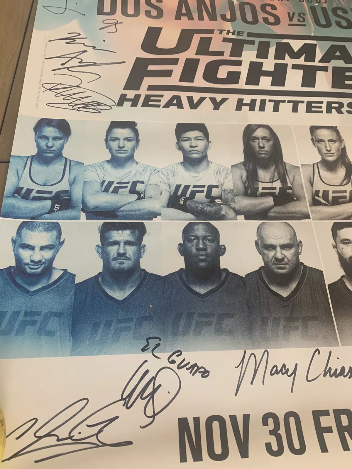 UFC TUF Finale 28 Heavy Hitters - Usman Vs Dos Anjos UFC signed Poster SBC
