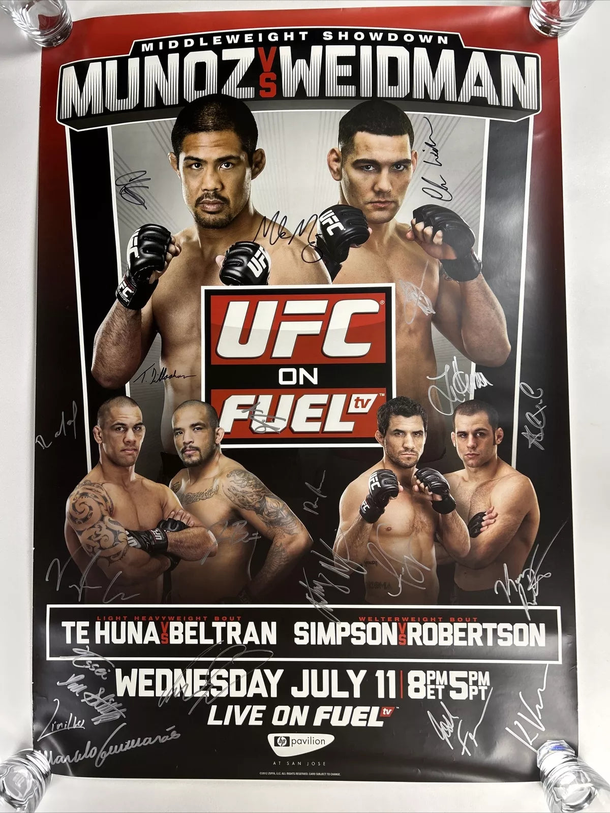 UFC Muñoz vs. Chris Weidman (babyface) Signed Event Poster SBC