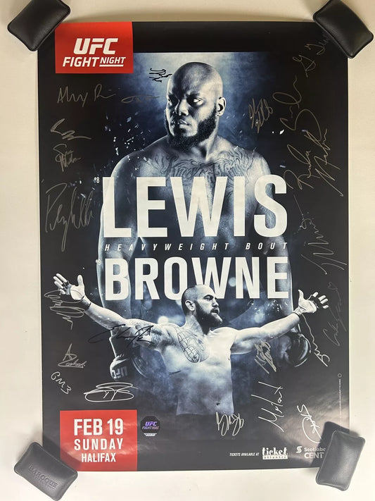 UFC Derrick Lews Vs Travis Browne Signed Event Poster SBC Canda
