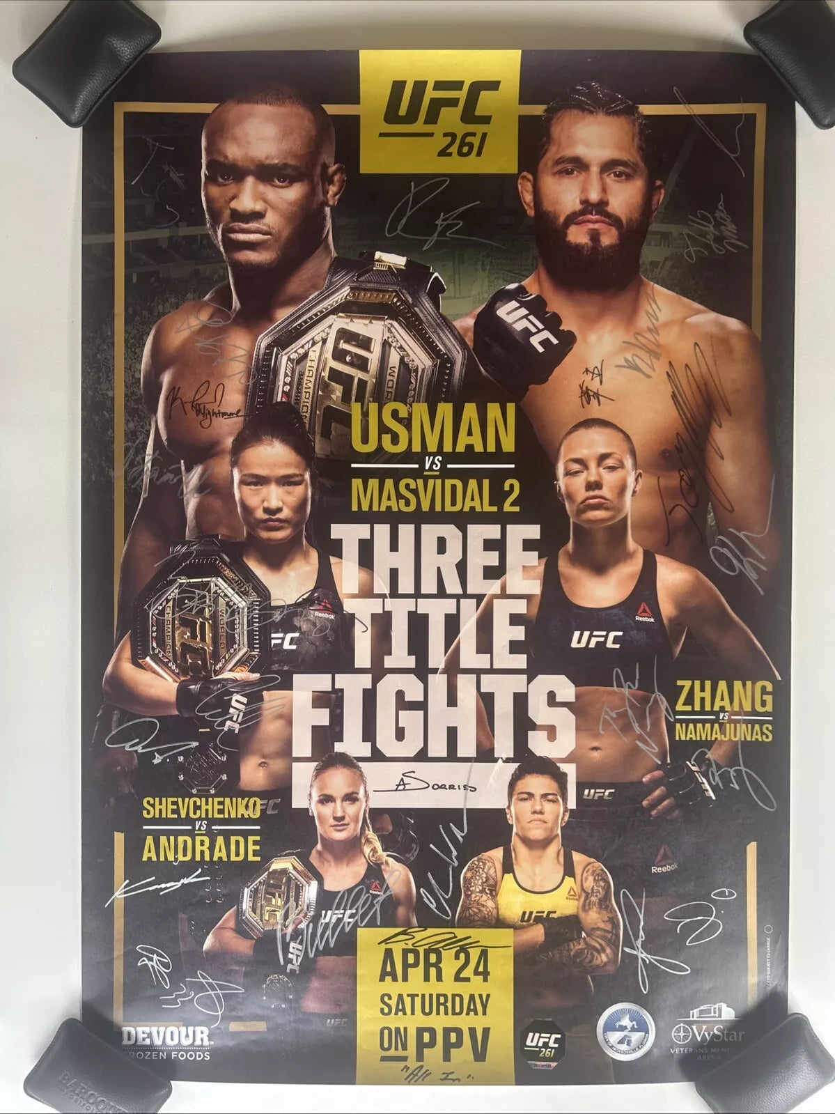 UFC 261 Usman vs. Gamebred Masvidal 2 Signed Event Poster SBC Jacksonville