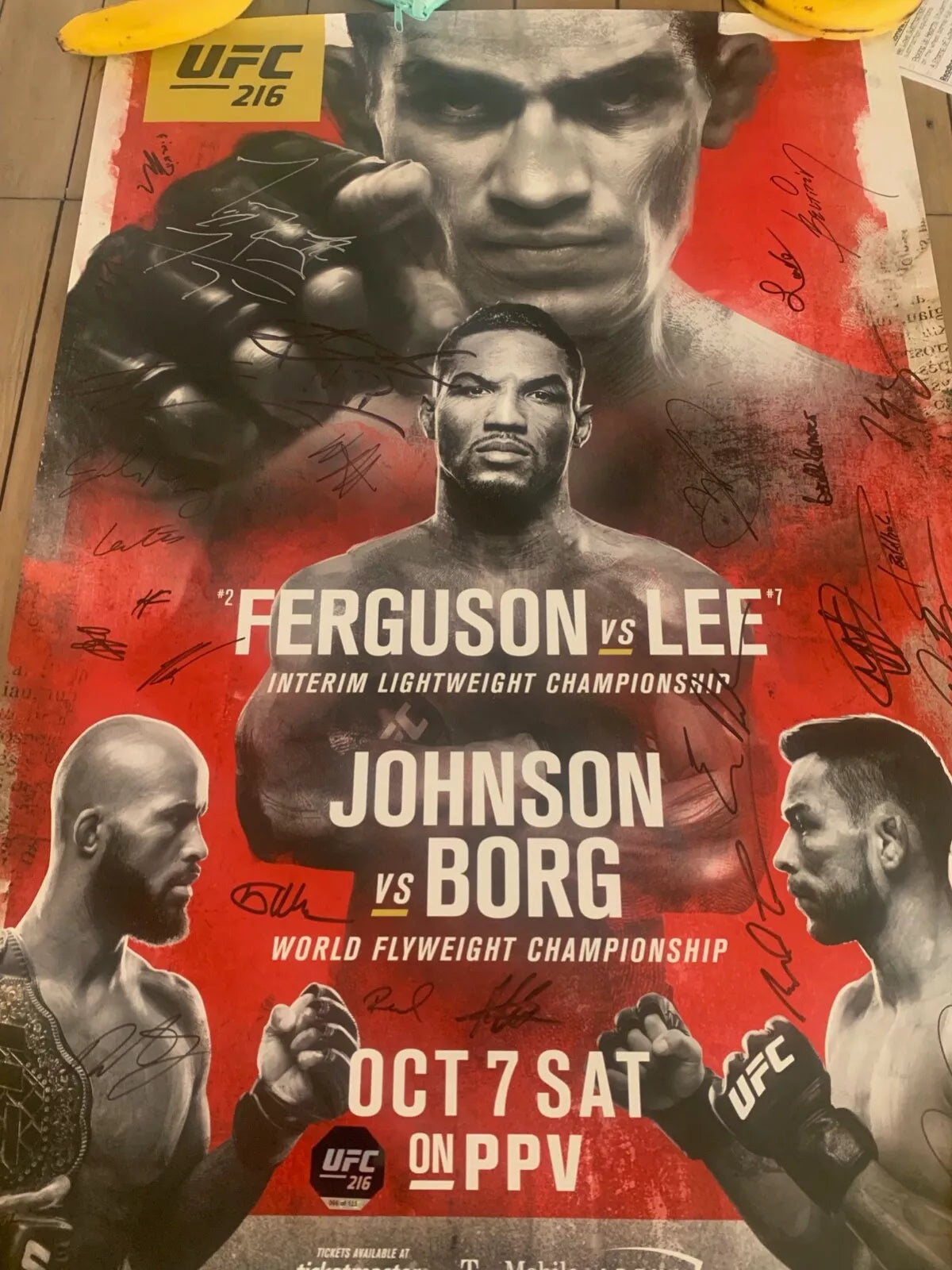 UFC 216 Tony Furguson V Kevin Lee signed event poster SBC