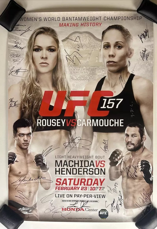 UFC 157 Ronda Rousey vs Carmouche Signed Event Poster SBC FREE T-shirt!