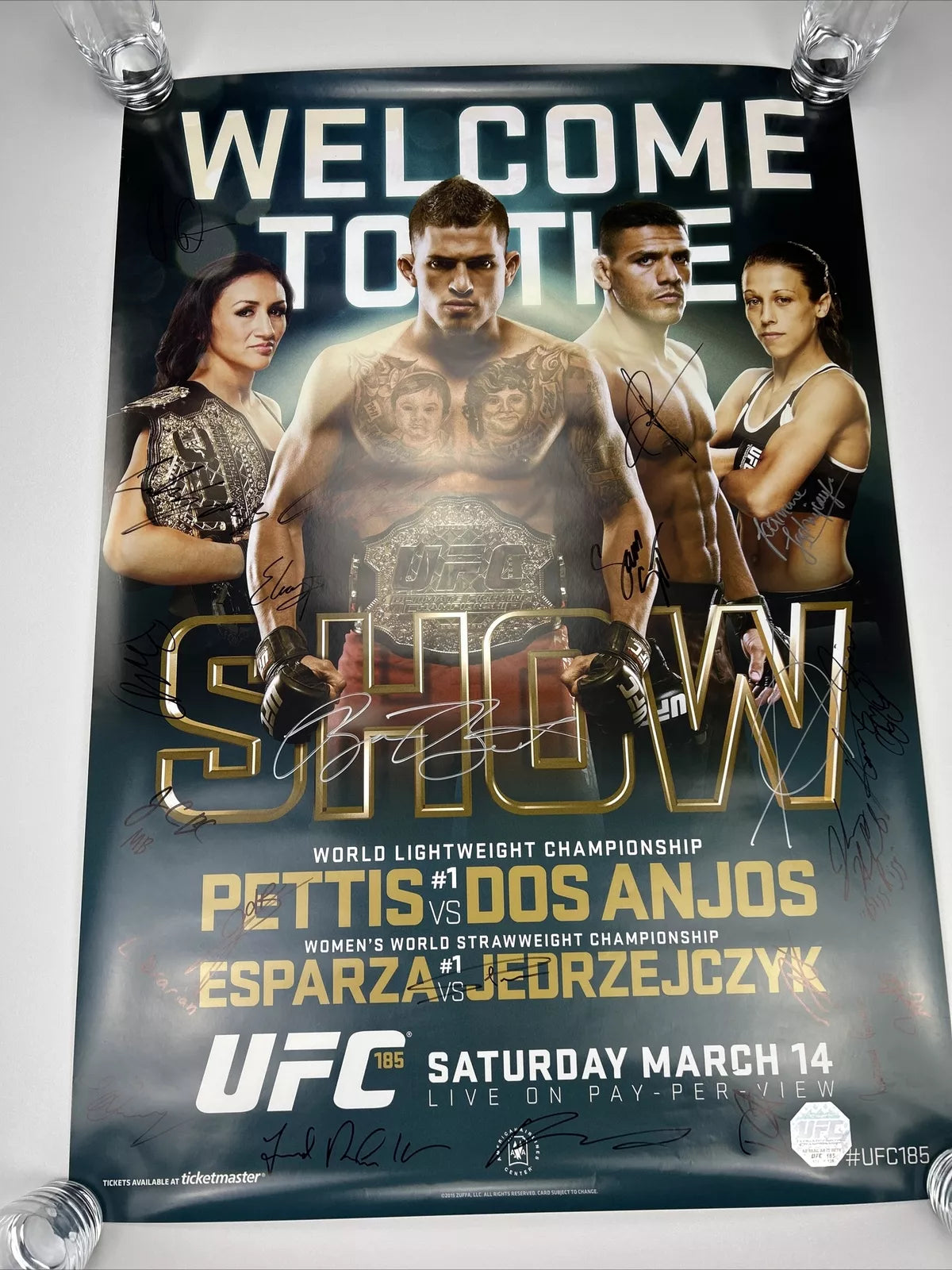 UFC 185 Anthony Pettis Vs Rafael Dos Anjos Signed Event Poster SBC