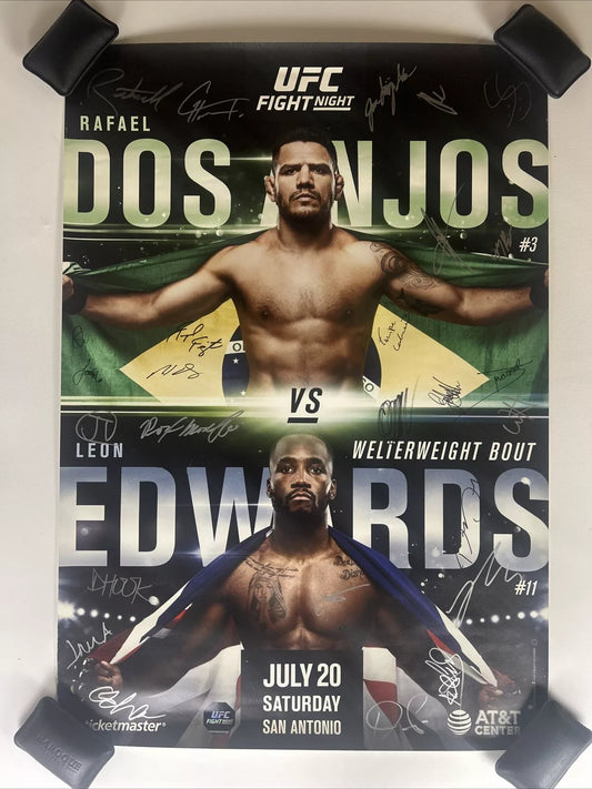 UFC Leon Rocky Edwards Vs Rafael ‘RDA’ Dos Anjos Signed Event Poster SBC