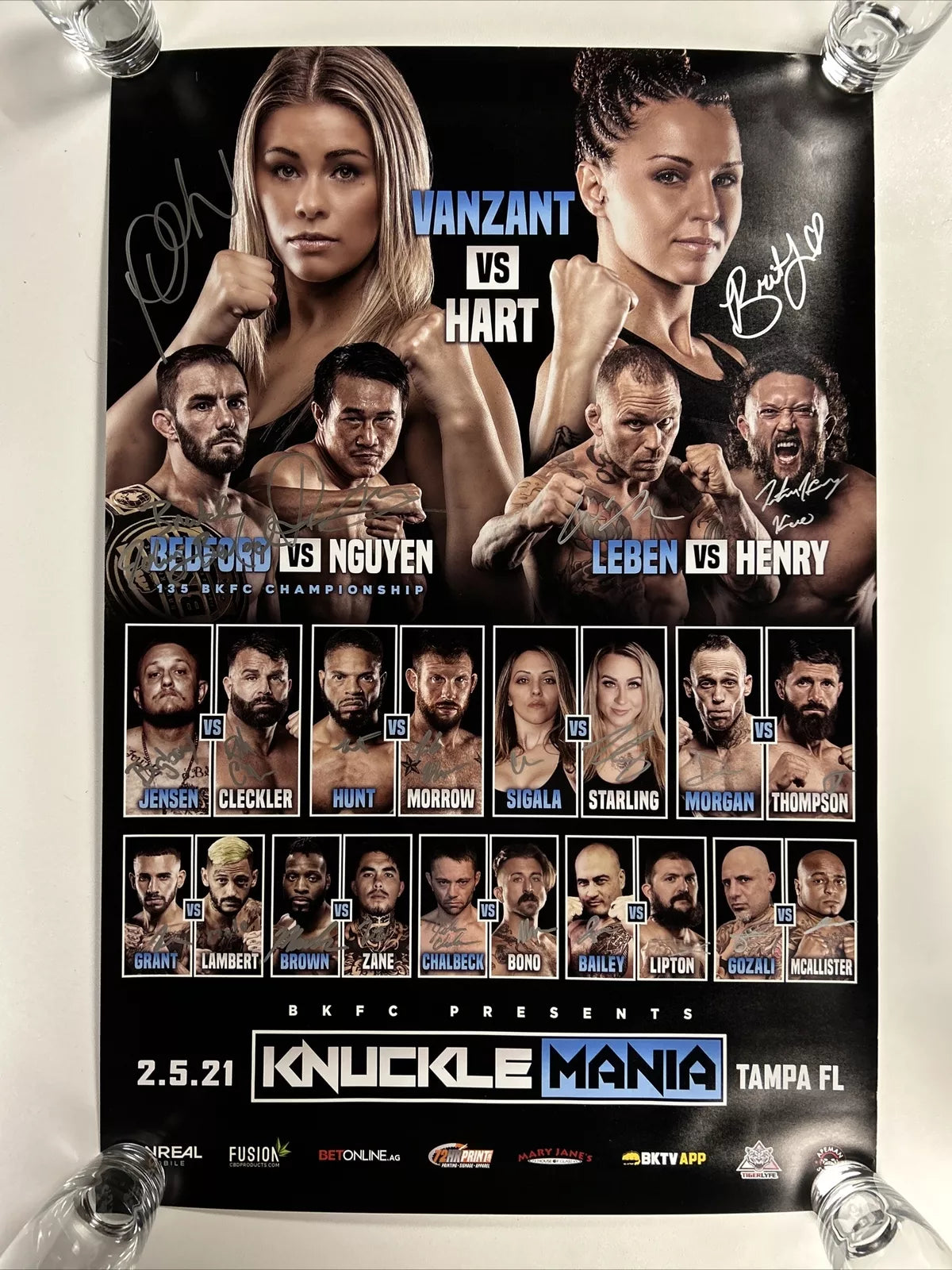 BKFC Knucklemania 1 Paige VanZant Vs Hart Signed Event Poster SBC
