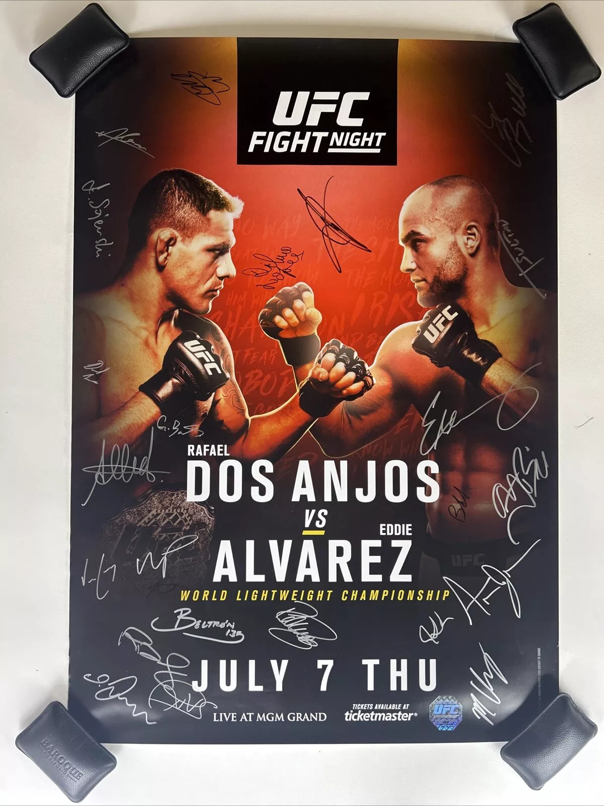 UFC Rafael 'RDA" Dos Anjos VS Eddie Alvarez Signed Event Poster SBC FREE Program