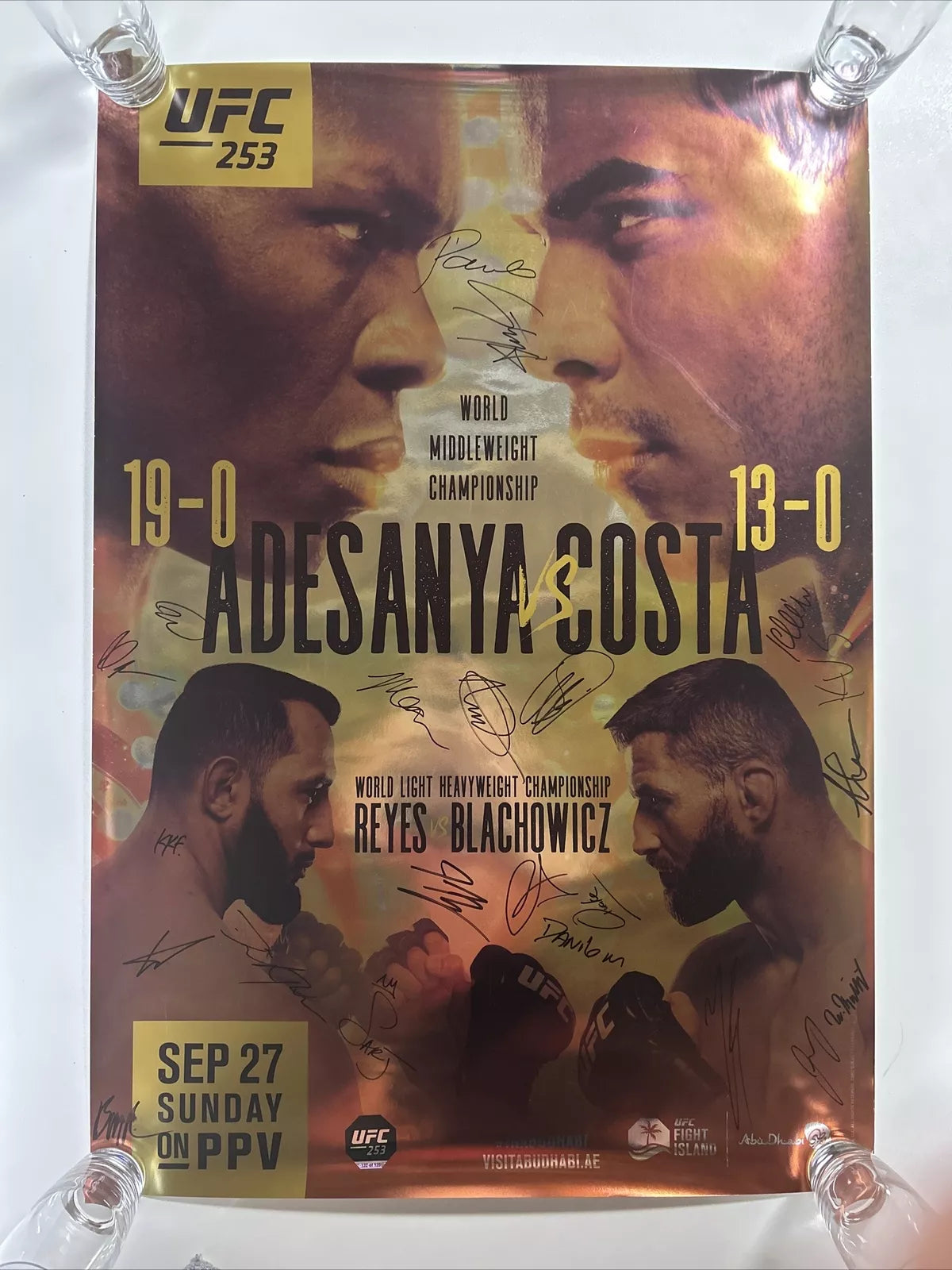 UFC 253 Israel Adesanya vs Paulo Costa Signed Event Poster SBC