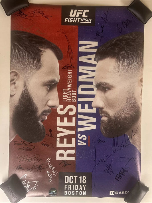 UFC Dominick Reyes Vs Chris Weidman Signed Event Poster SBC Boston